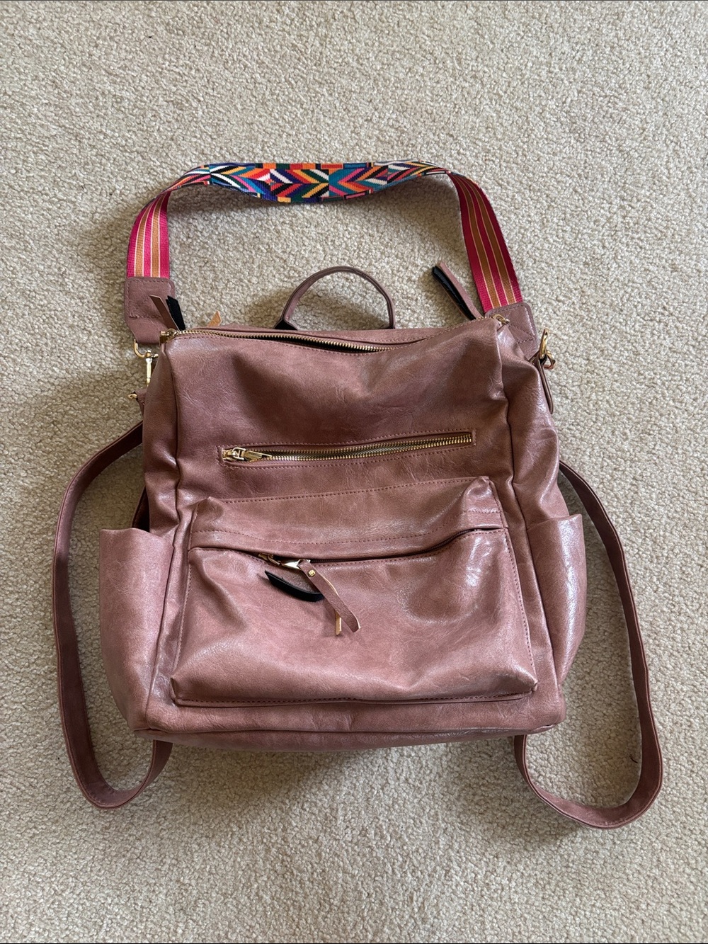 Versatile Women's Blush Pink Backpack Tote - Stylish Everyday Bag